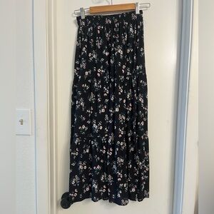Floral Black Long Skirt